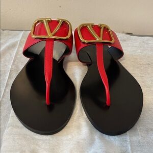 Red Sandals with Gold Accent